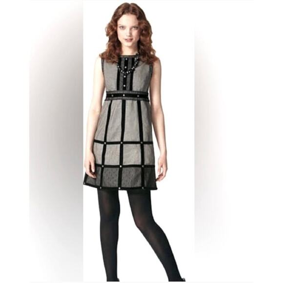 Anna Sui Dresses & Skirts - Anna Sui Black Sleeveless Studded Lace Velvet Sheath Dress Size 5 Gossip Girl